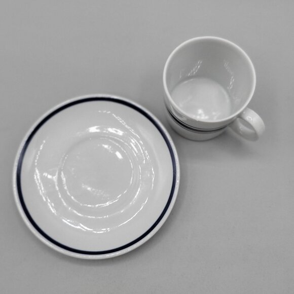 Karolina Demitasse Cup and Saucer Set Poland Blue White Stripes Favolina - Picture 5 of 8